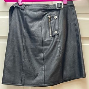 TopShop black leather belted mini skirt size 2